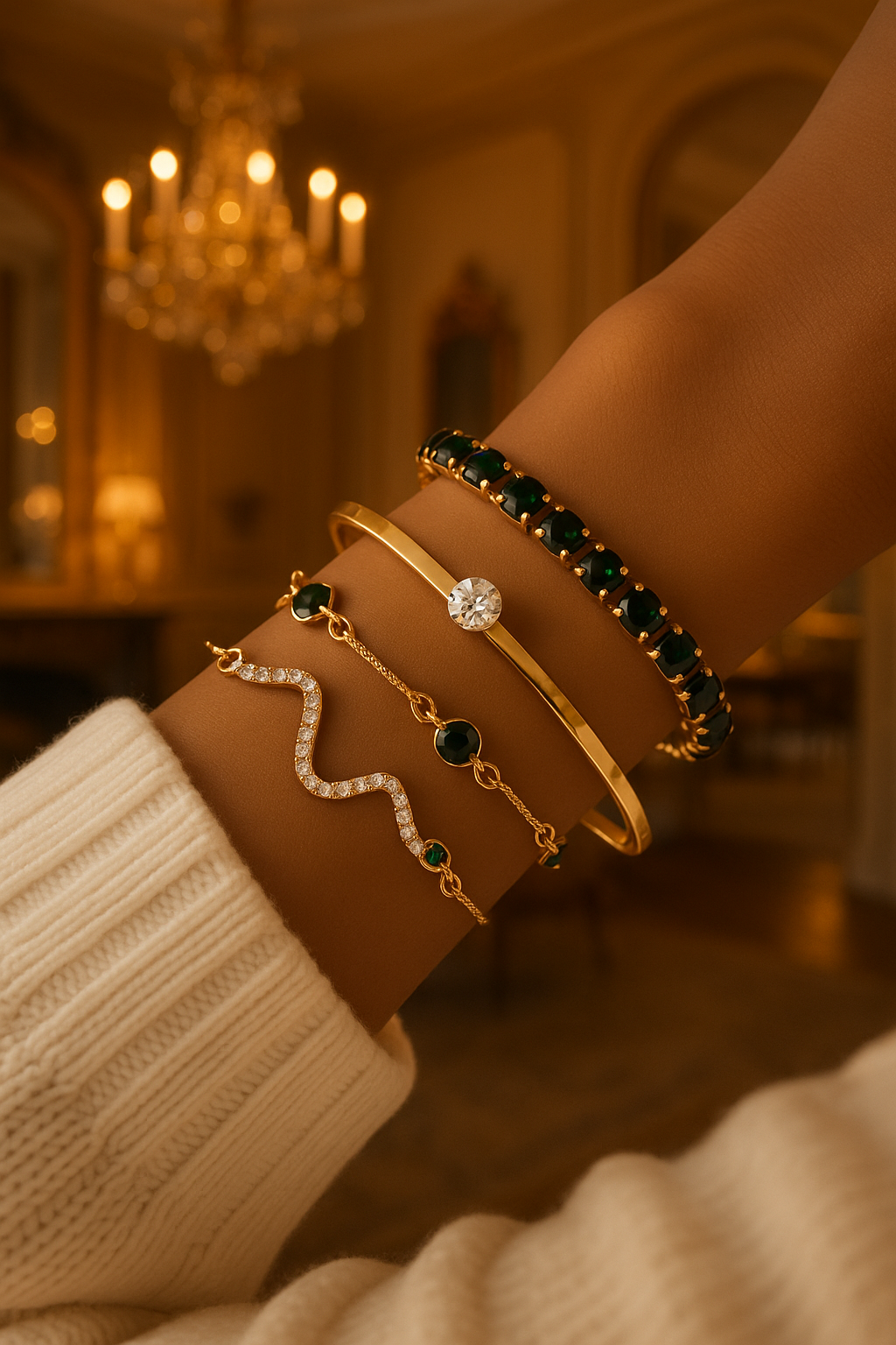 Emerald Royale 4-Piece Luxury Bracelet Set
