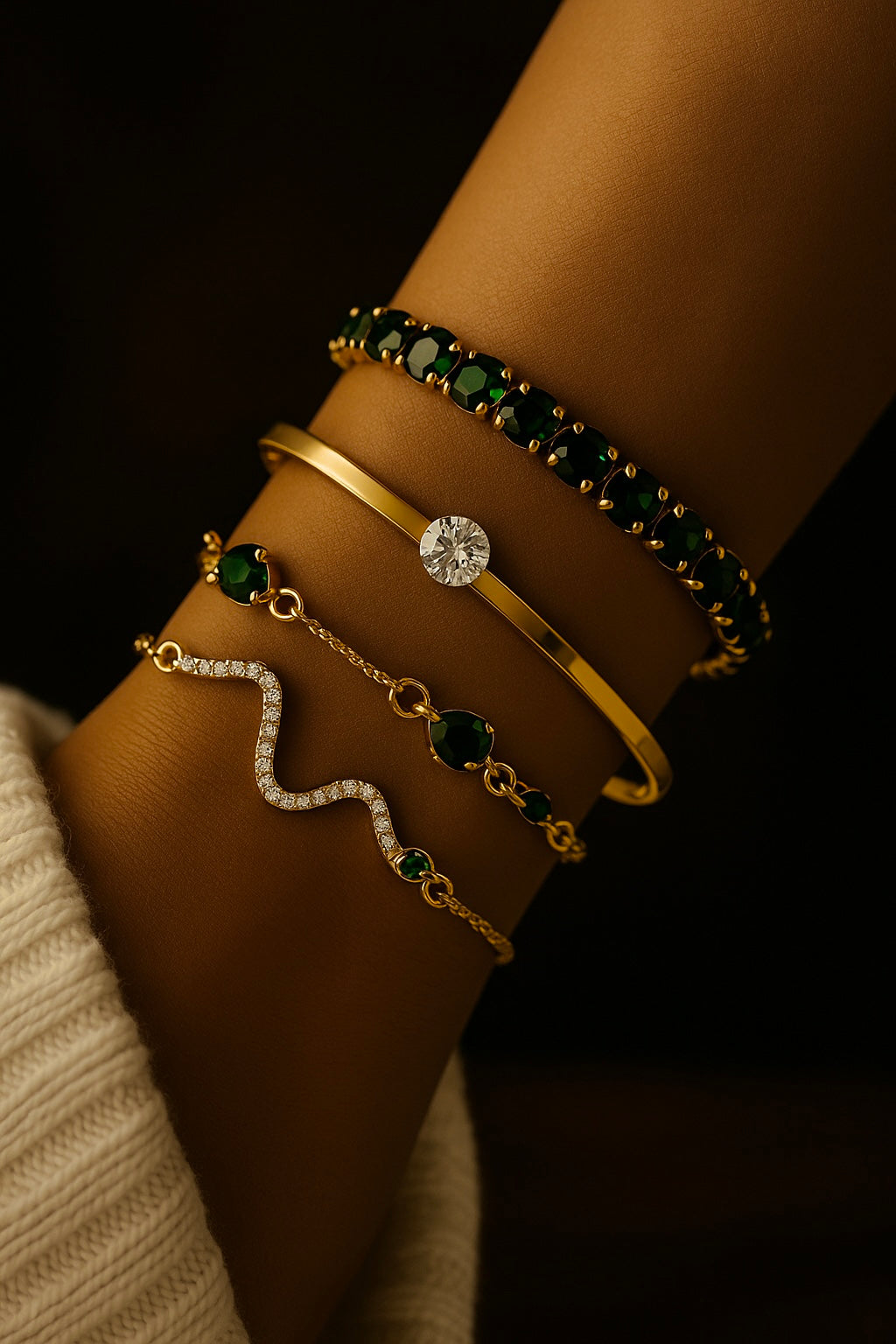 Emerald Royale 4-Piece Luxury Bracelet Set