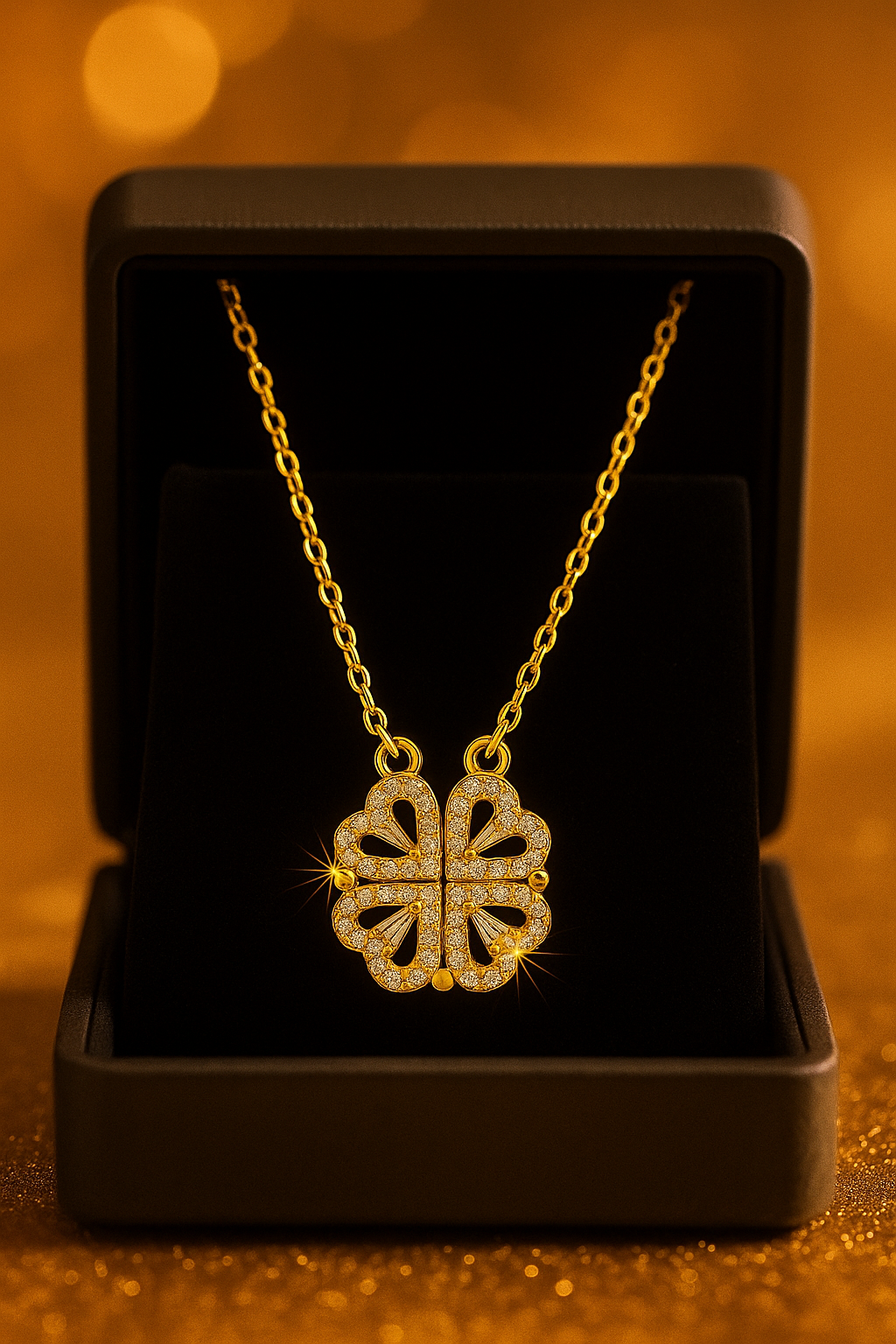 Crystal Four-Leaf Clover Pendant Necklace