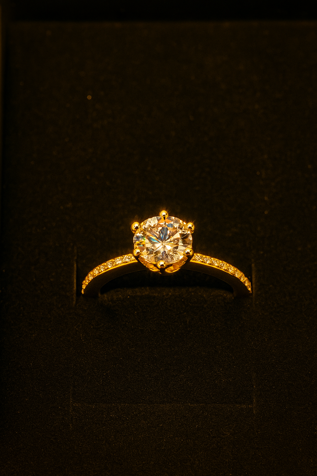 Crown Solitaire Ring in 14k Gold-Plated