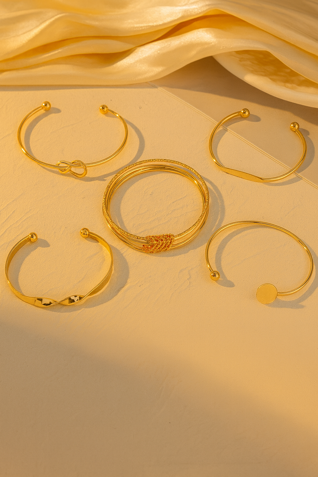 Golden Essential 5-Piece Minimalist Bracelet Set