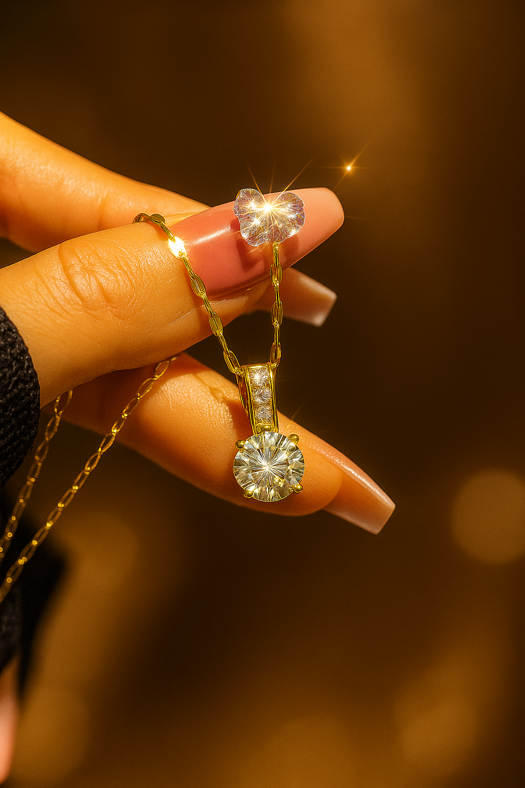 Classic Solitaire Spark Pendant Necklace