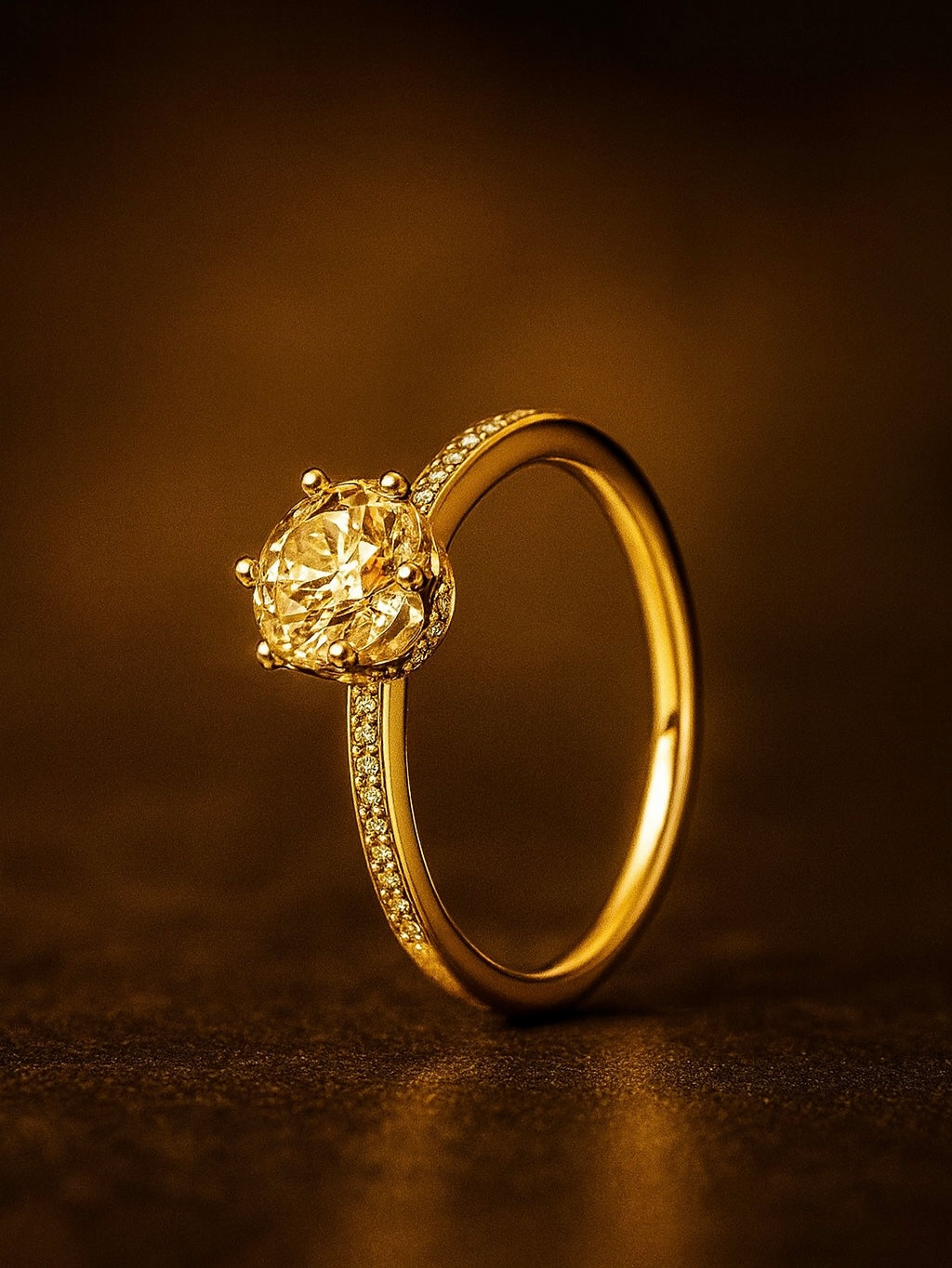 Crown Solitaire Ring in 14k Gold-Plated