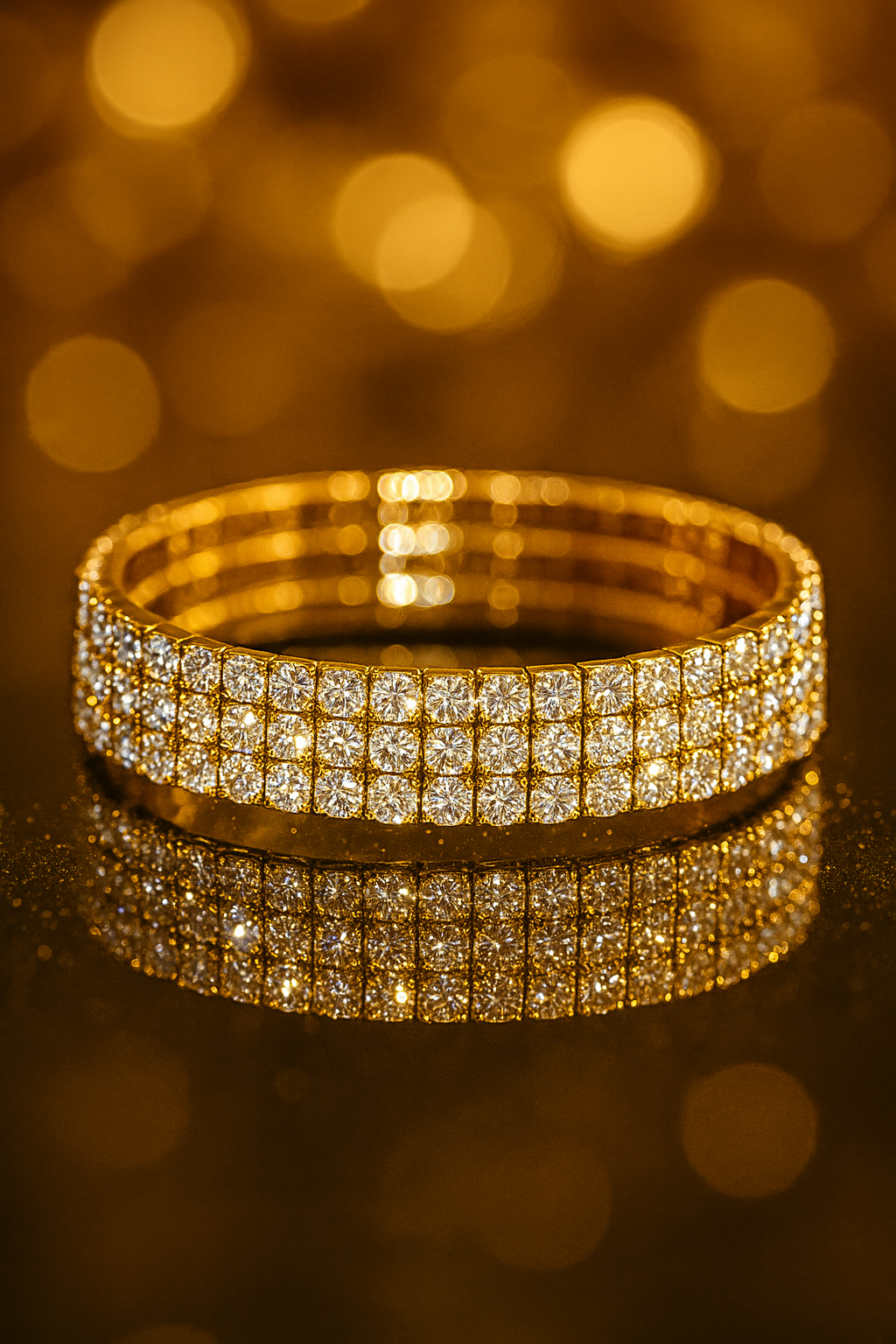 Elastic Triple-Row Rhinestone Bracelet