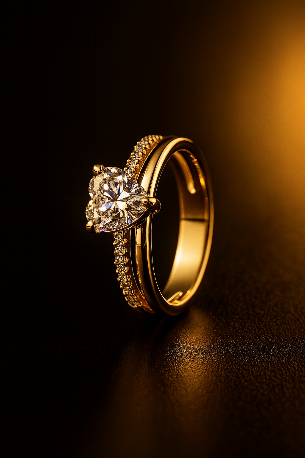 Heart-Cut Sparkle Duo Ring Set (Gold)