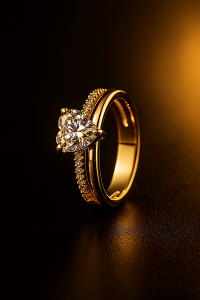 14k Gold-plated Double Band Heart Ring