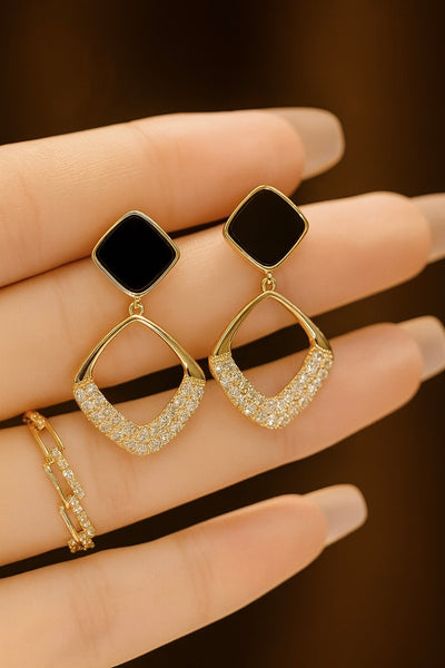 Midnight Luxe Geometric Drop Earrings