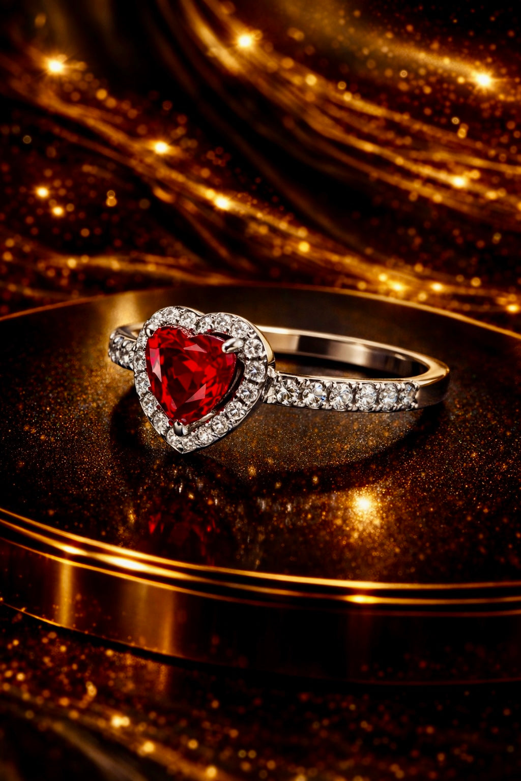 Heart-Cut Gemstone Halo Ring 925 Sterling Silver