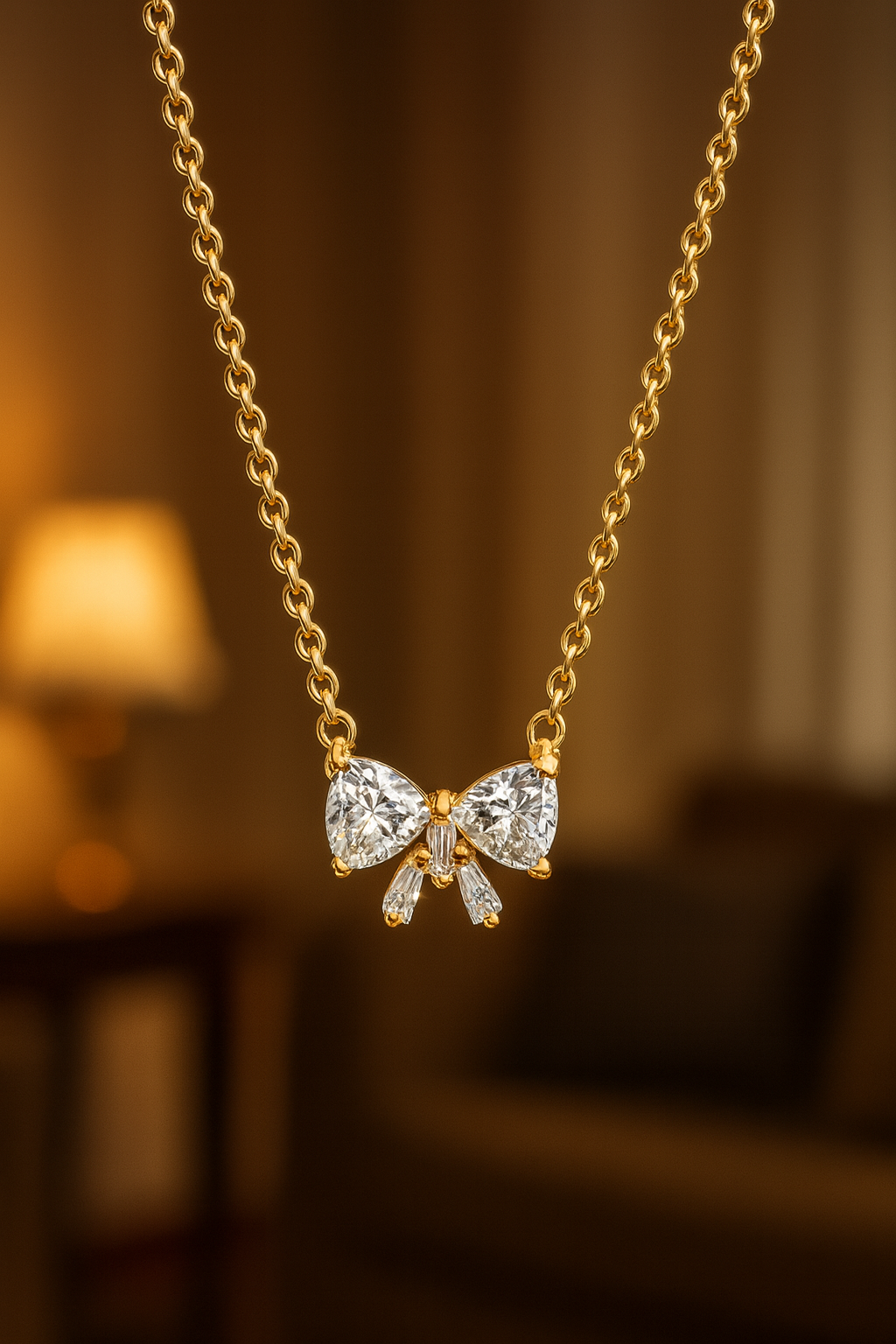 Crystal Butterfly Pendant Necklace