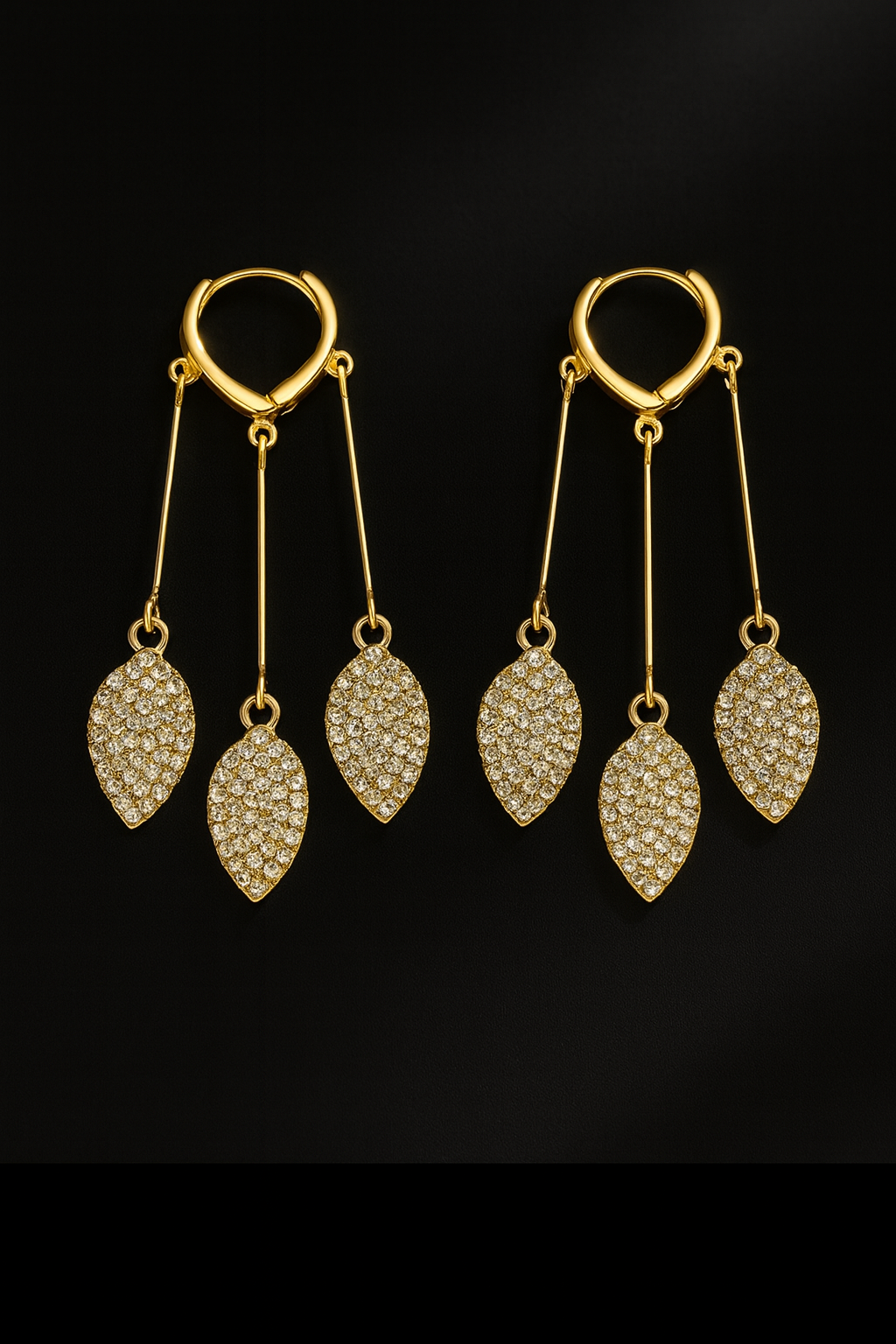 Crystal Cascade Triple-Drop Earrings