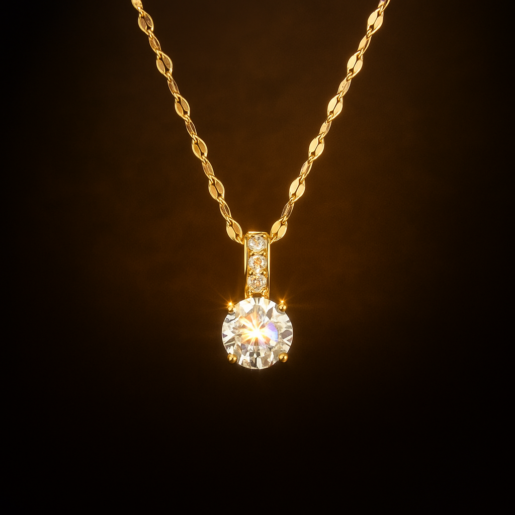 Classic Solitaire Spark Pendant Necklace