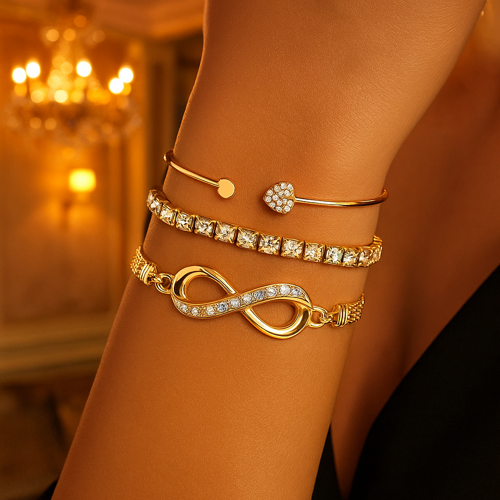 Golden Infinity 3-Piece Luxury Bracelet Set