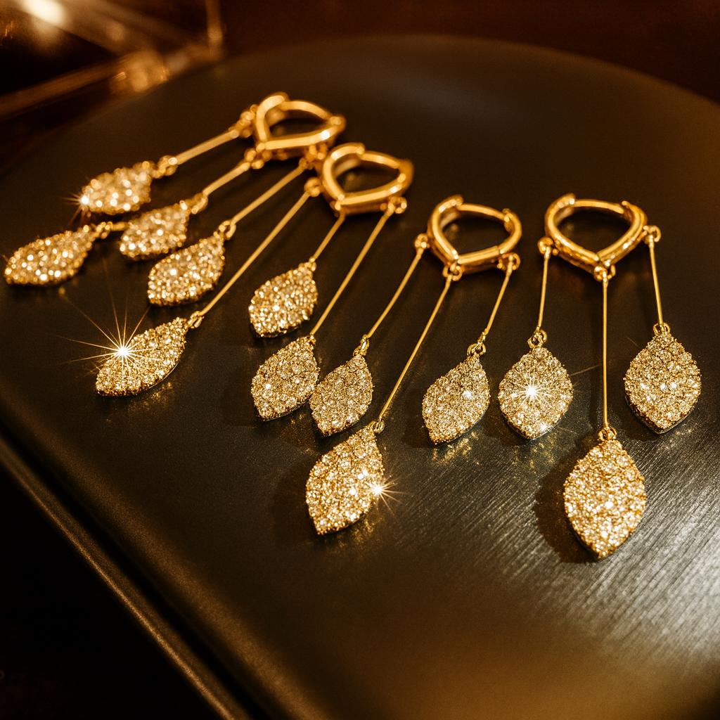 Crystal Cascade Triple-Drop Earrings