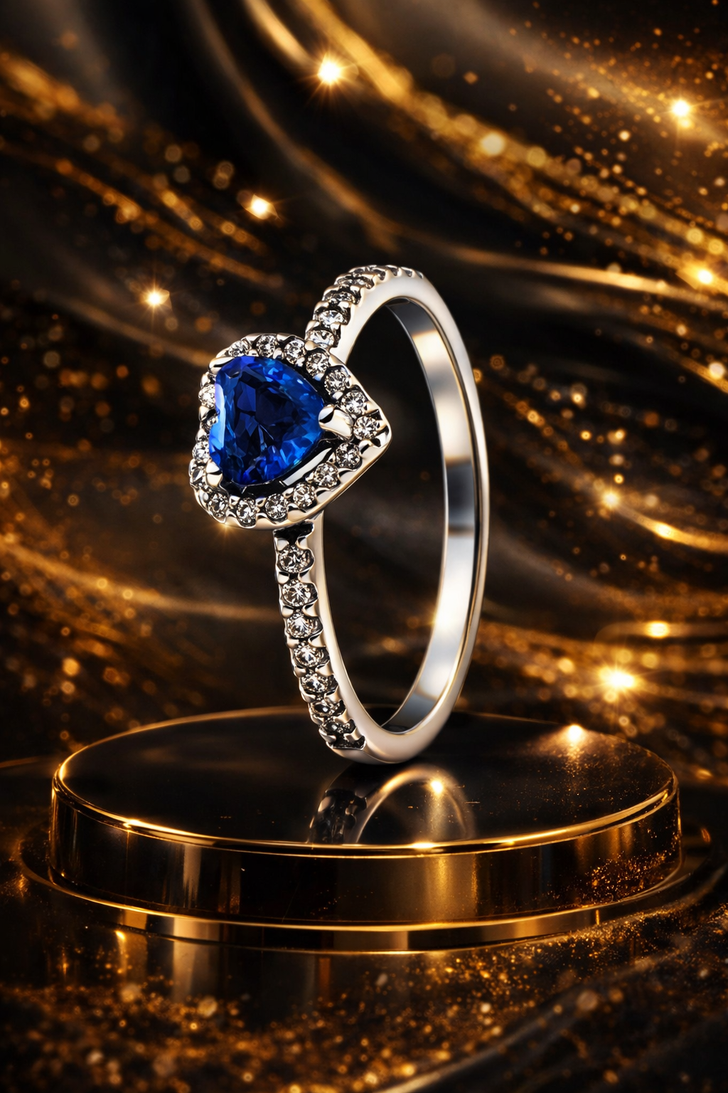 Heart-Cut Gemstone Halo Ring 925 Sterling Silver