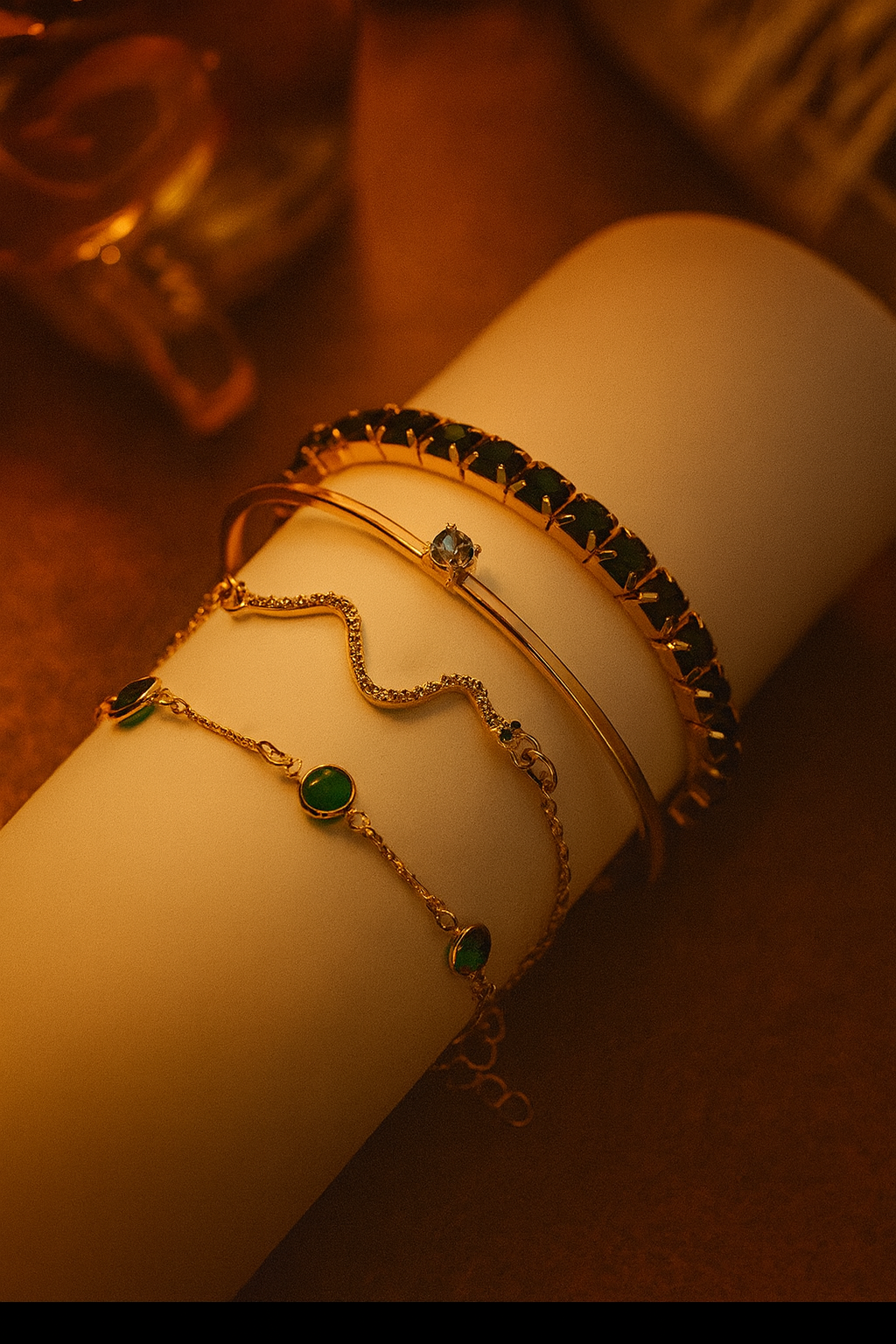 Emerald Royale 4-Piece Luxury Bracelet Set