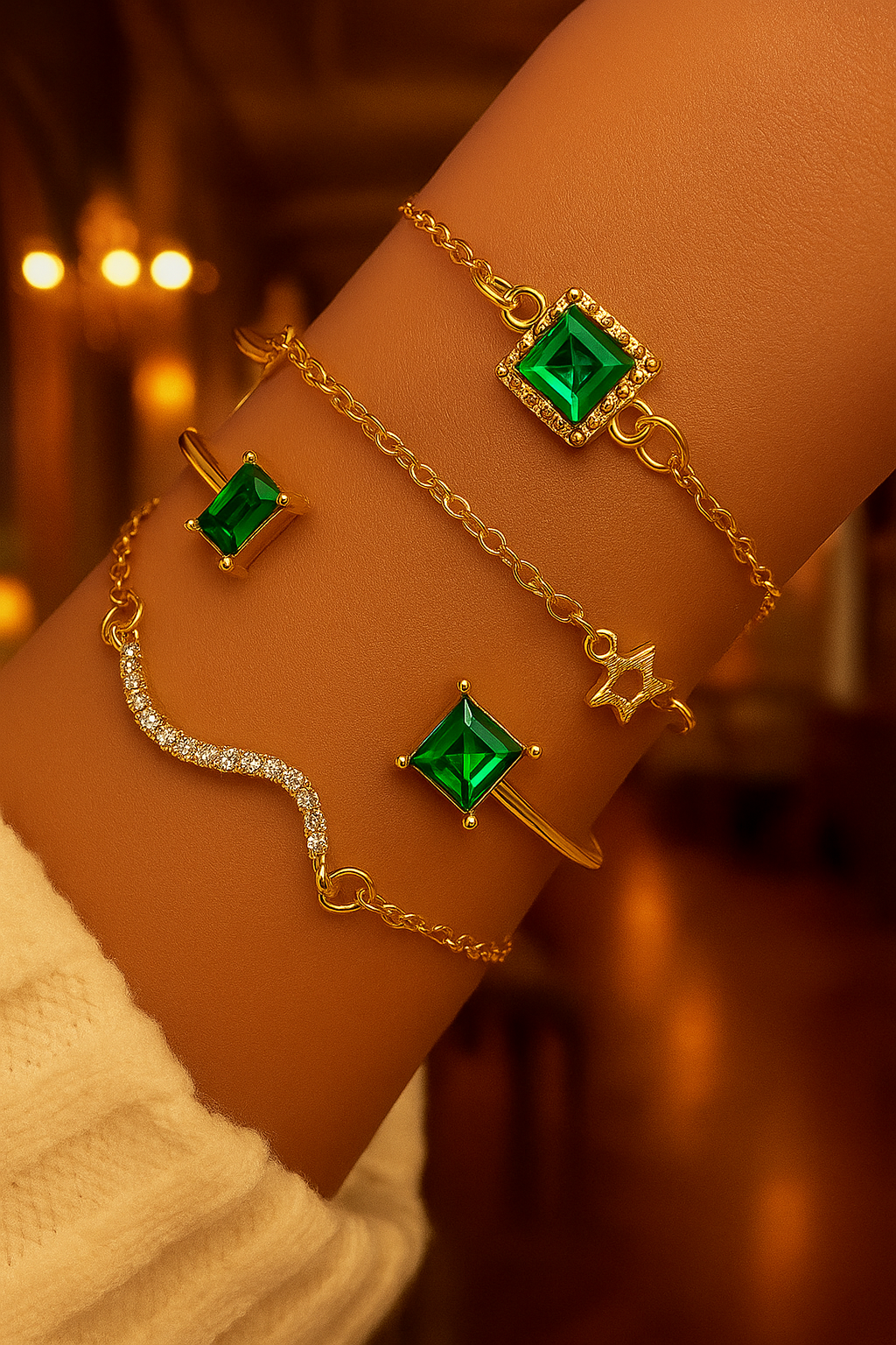Emerald Luxe 4-Piece Bracelet Set