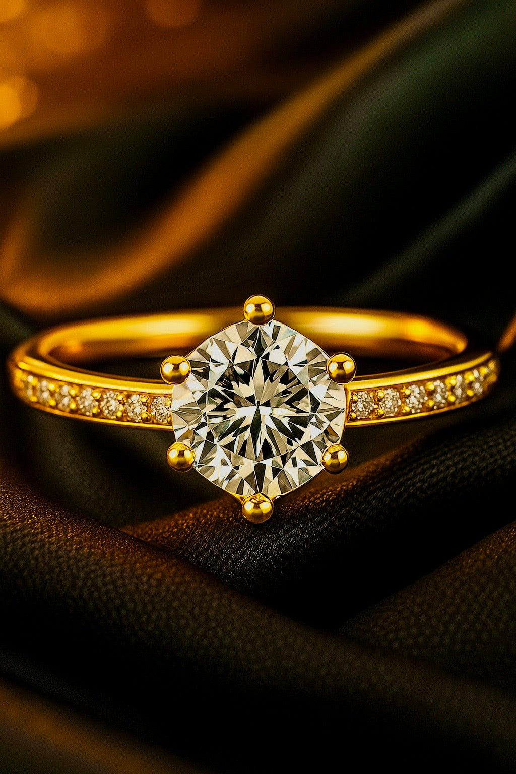Crown Solitaire Ring in 14k Gold-Plated