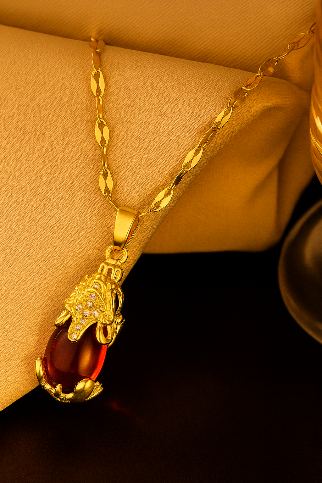 Golden Dragon Claw Pendant Necklace
