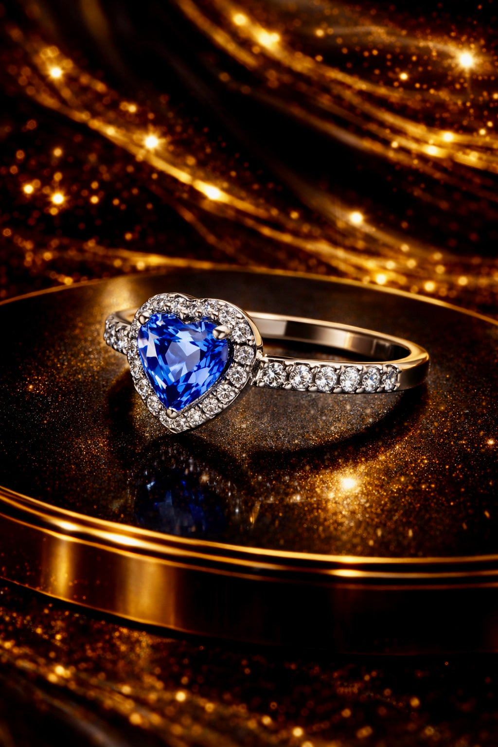 Heart-Cut Gemstone Halo Ring 925 Sterling Silver