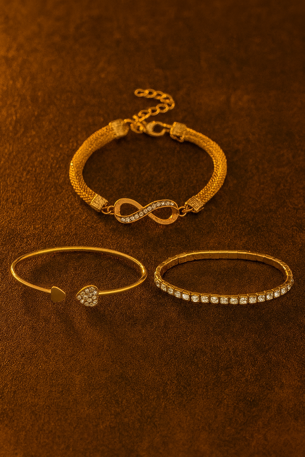 Golden Infinity 3-Piece Luxury Bracelet Set