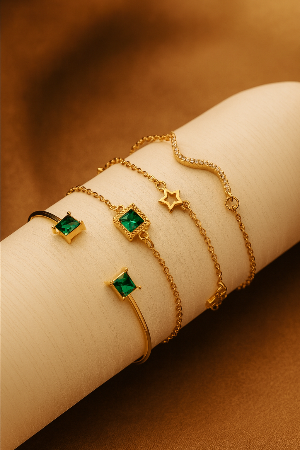 Emerald Luxe 4-Piece Bracelet Set