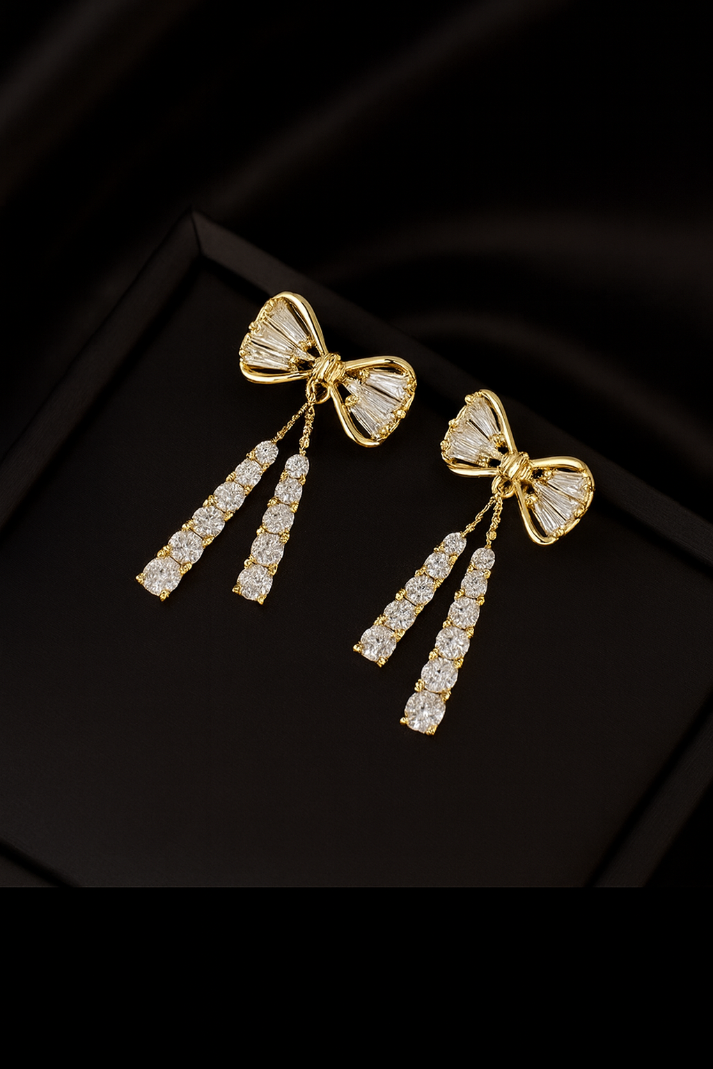 Crystal Bow Drop Earrings