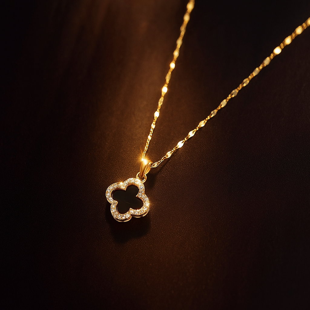 Golden Clover Pendant Necklace