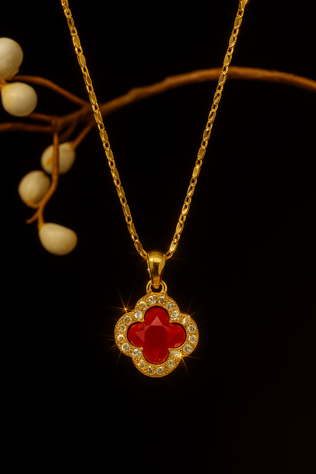 Golden Clover Pendant Necklace