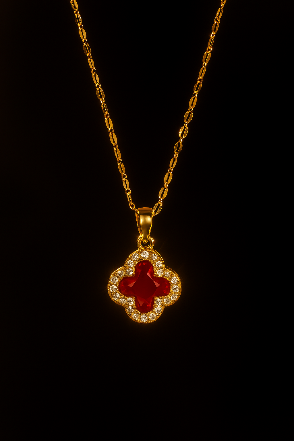 Golden Clover Pendant Necklace