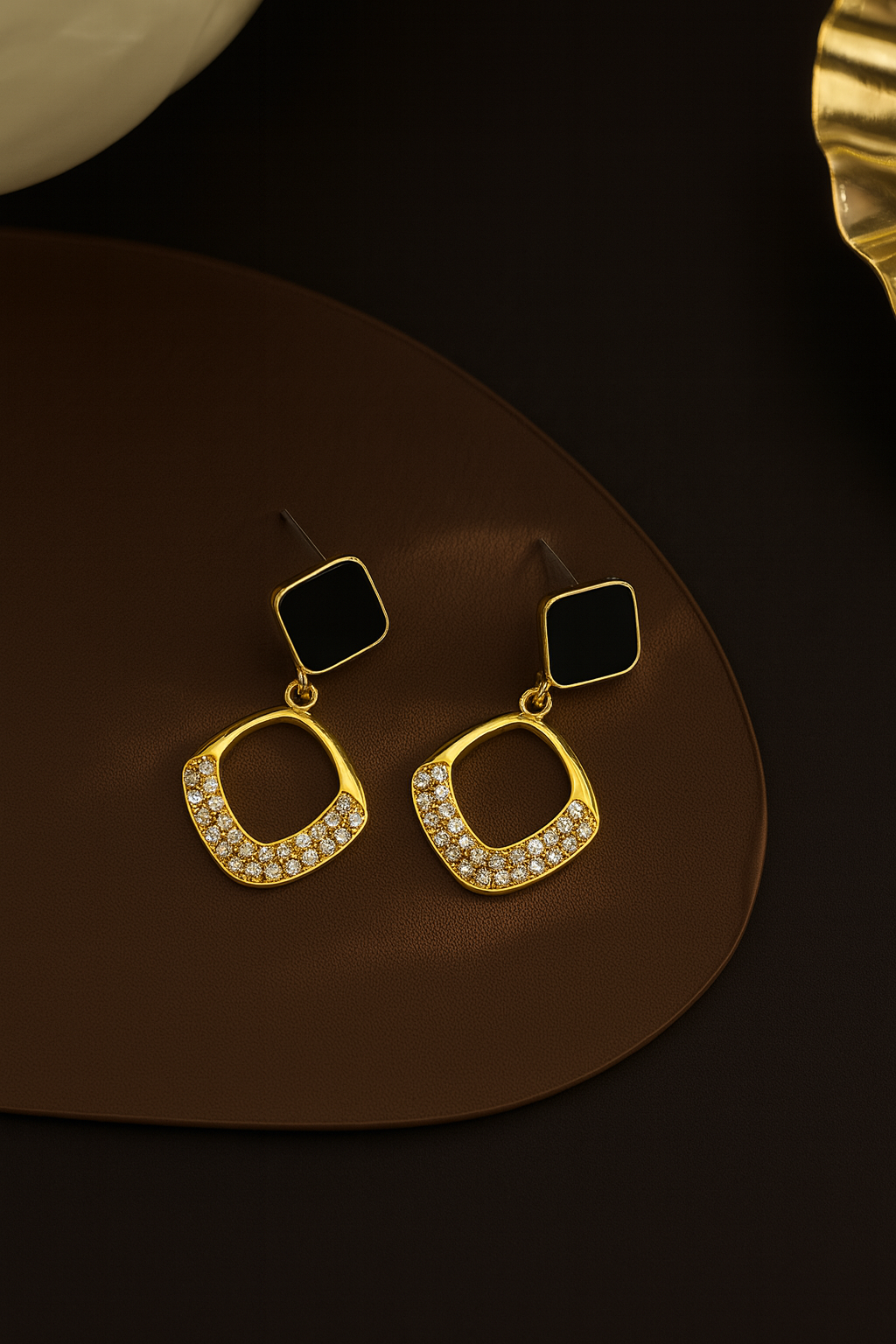 Midnight Luxe Geometric Drop Earrings