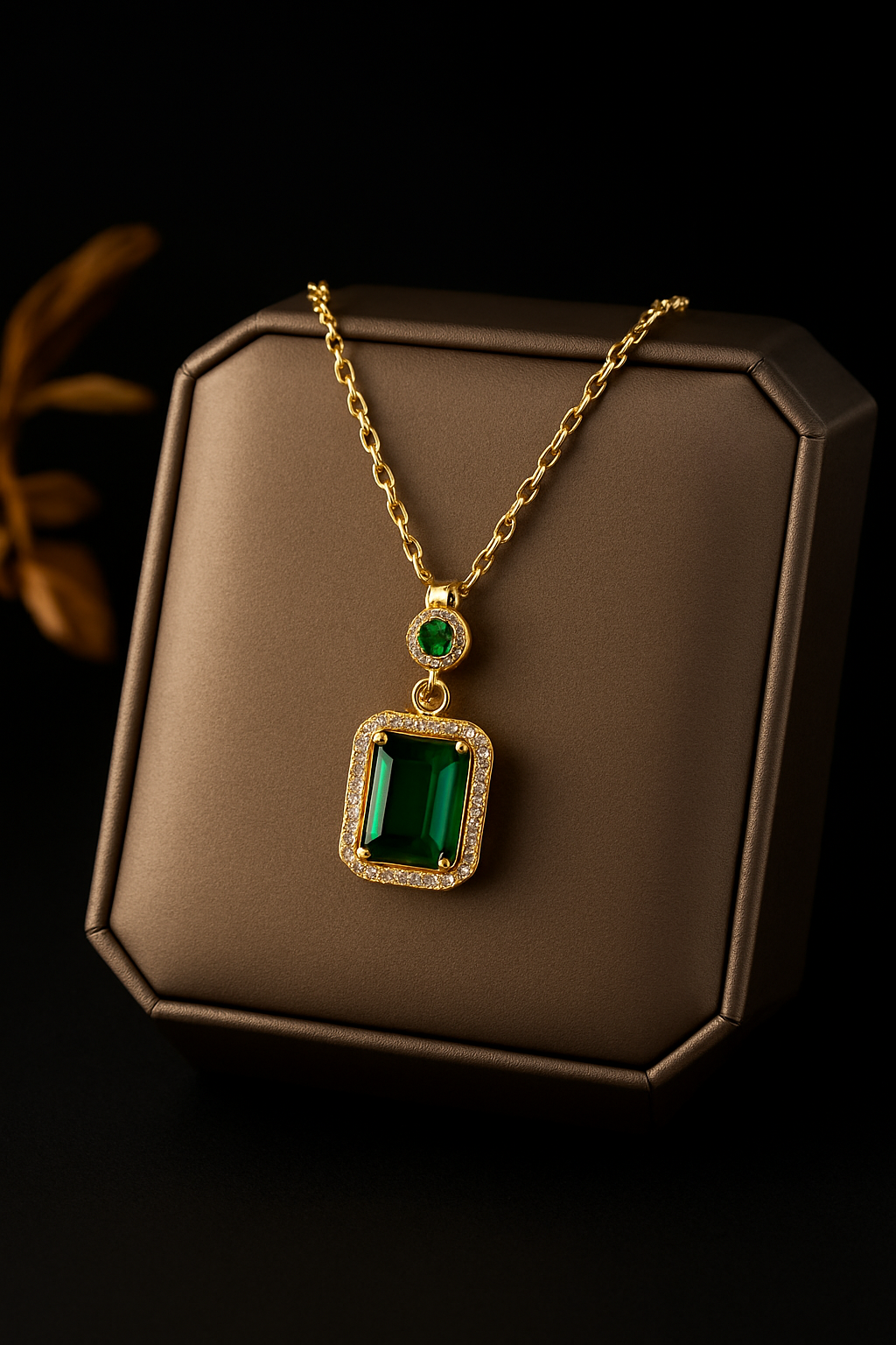 Emerald Radiance Drop Pendant Necklace