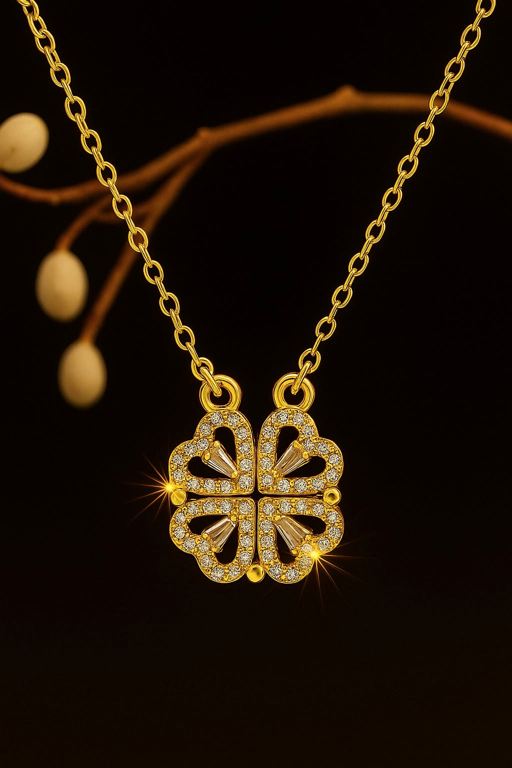 Crystal Four-Leaf Clover Pendant Necklace