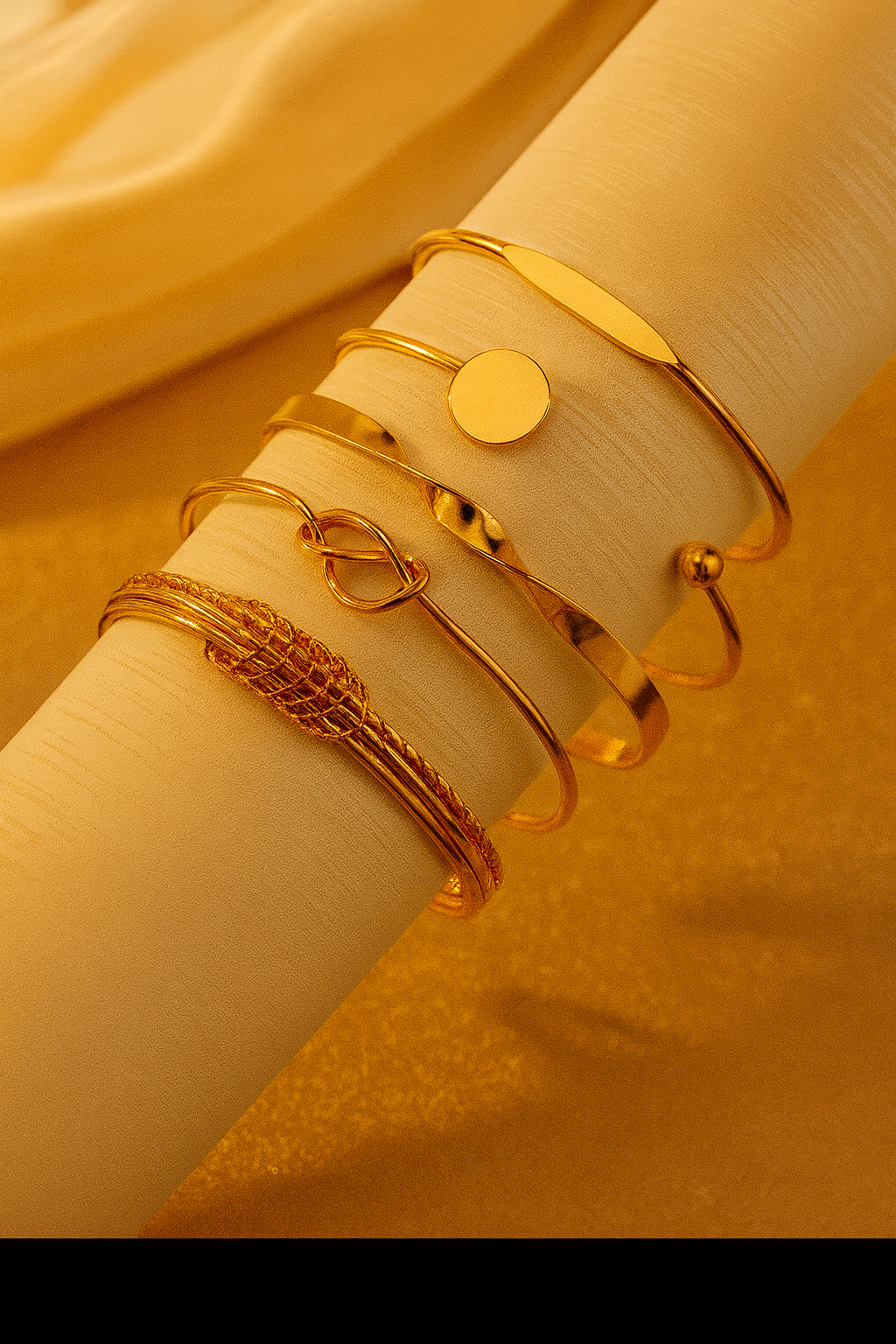 Golden Essential 5-Piece Minimalist Bracelet Set