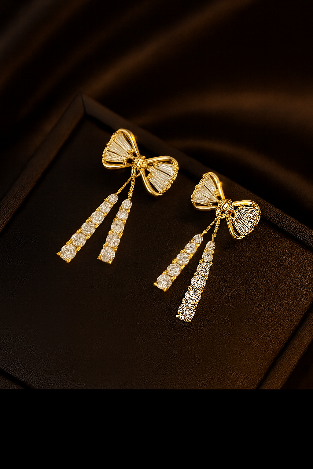 Crystal Bow Drop Earrings