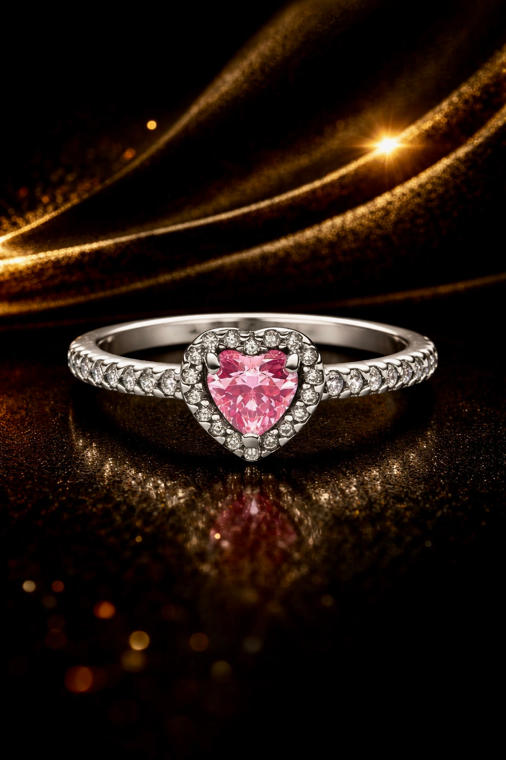 Heart-Cut Gemstone Halo Ring 925 Sterling Silver