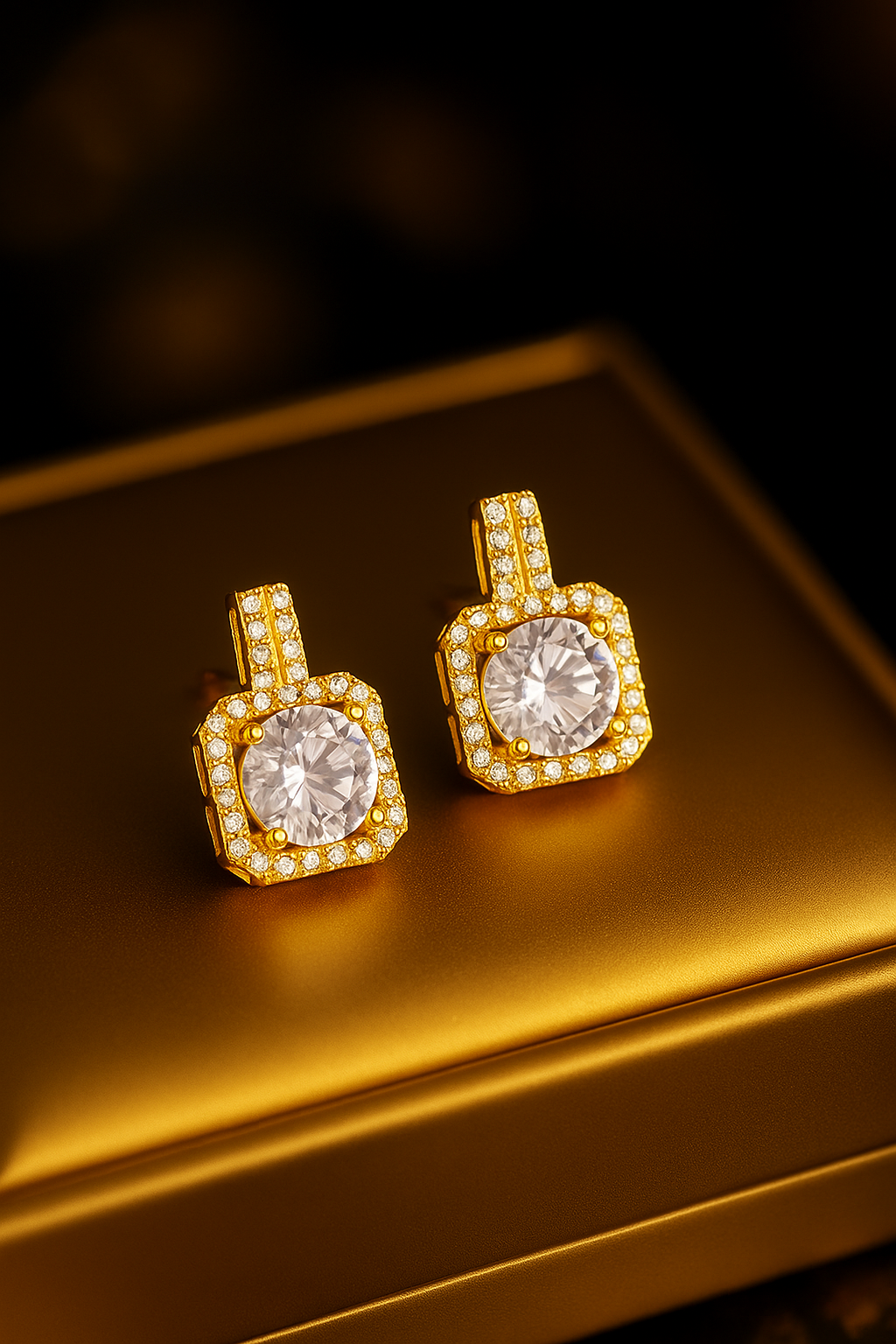 Golden Halo Crystal Set (Necklace + Earrings)