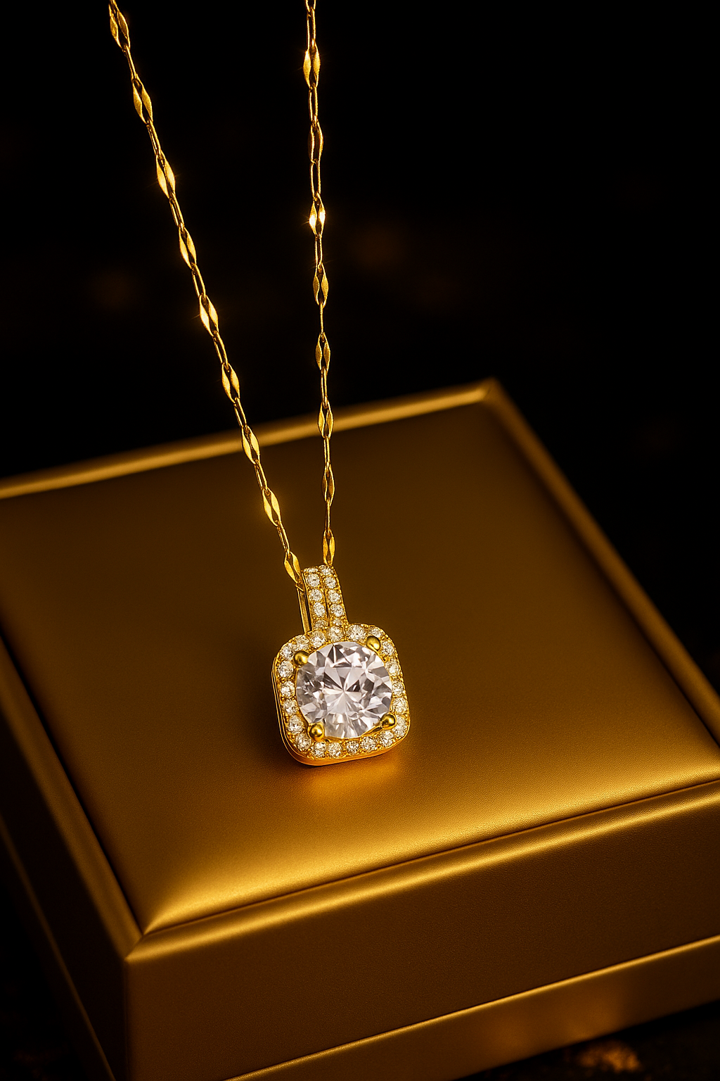 Golden Halo Crystal Set (Necklace + Earrings)