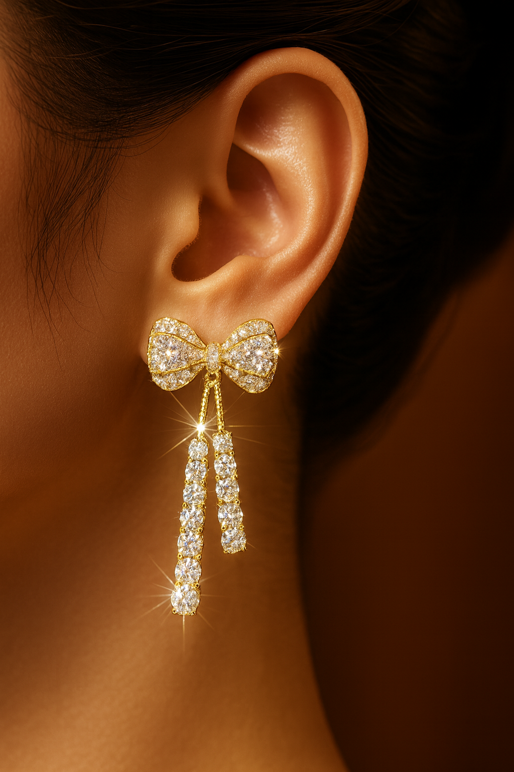 Crystal Bow Drop Earrings