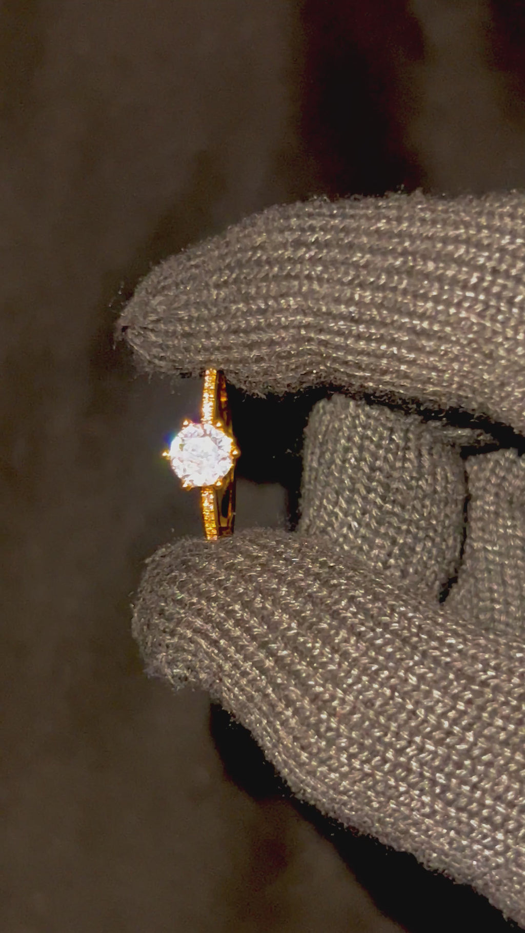 Crown Solitaire Ring in 14k Gold-Plated